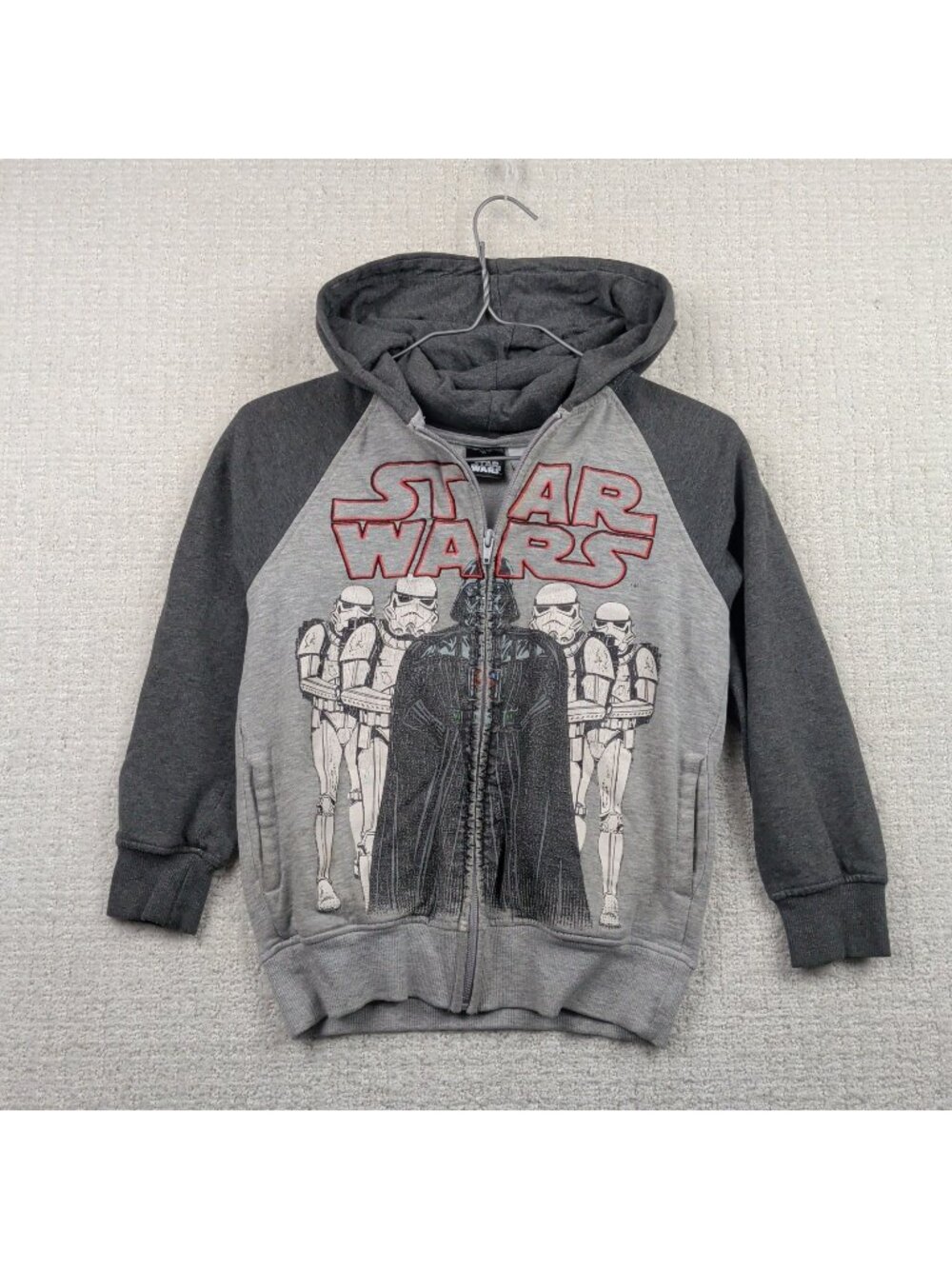 Y2K Star Wars Kids Boys Full-Zip Hoodie Darth Vader Stormtrooper Sz M (7-8 )